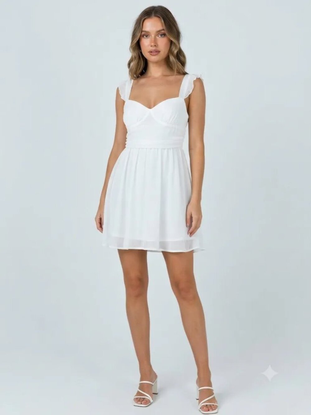 NWT Princess Polly So Sweet Ruffle Mini Dress White US 6/UK 10